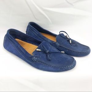 MERCANTI FIORENTINI Blue Suede Driving Loafers 11